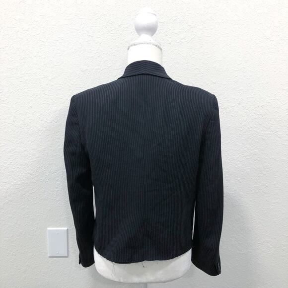 Helmut Lang Shawl Collar Crop Pinstripe Blazer - Picture 5 of 11